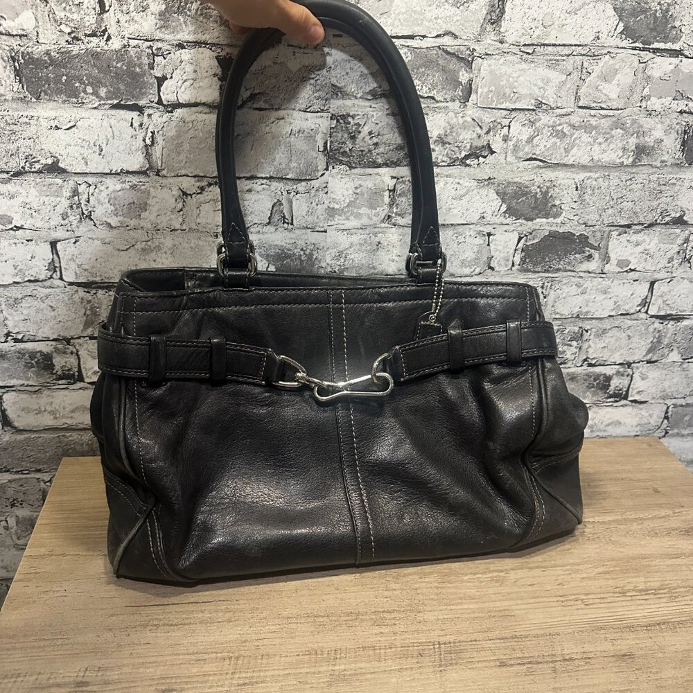 EUC Vintage Leather Coach Shoulder Bag Black